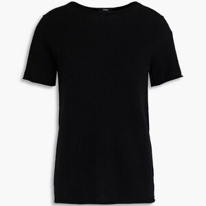 Theory Tollefree Black Soft Cashmere Short Sleeve Crew Neck Sweater